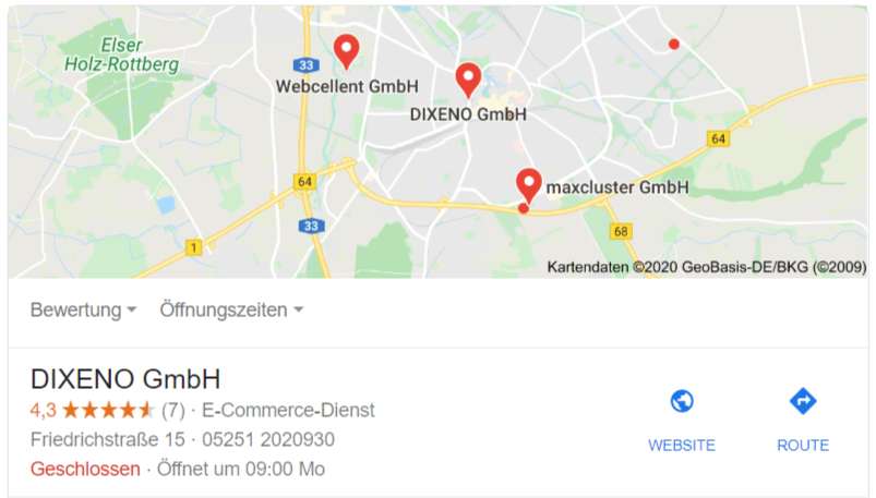 lokale suche sterne in google