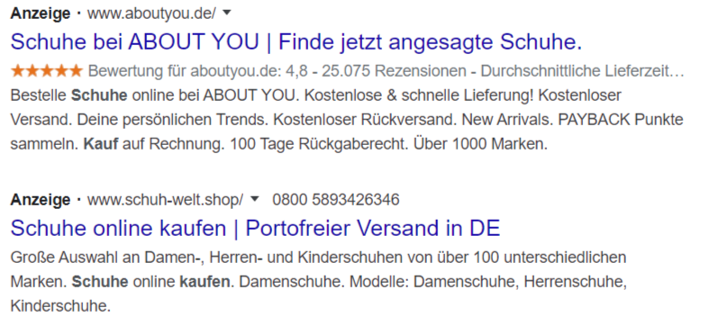 google ads sterne anzeigen