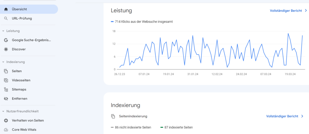 dashboard search console